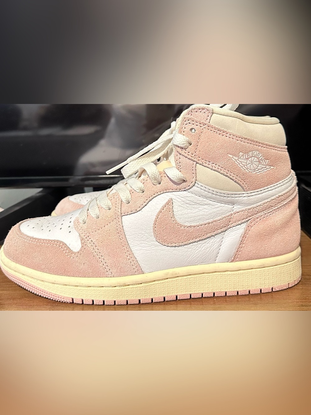 Nike Air Jordan 1 High Top in Pink and White